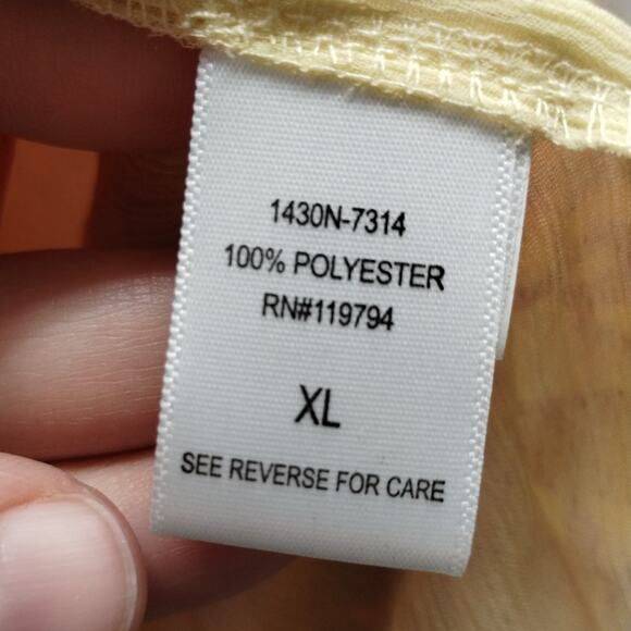 Unity World Wear Women Size XL Orange Pink Abstract Short Sleeve Mixed Print Top - Picture 7 of 7